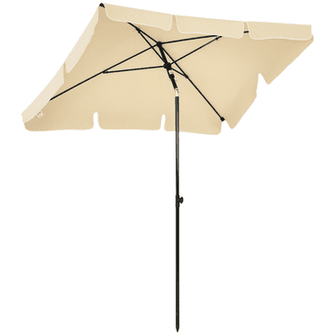 Outsunny 6.5x4ft Rectangle Patio Umbrella Aluminum Tilt Adjustable, Beige