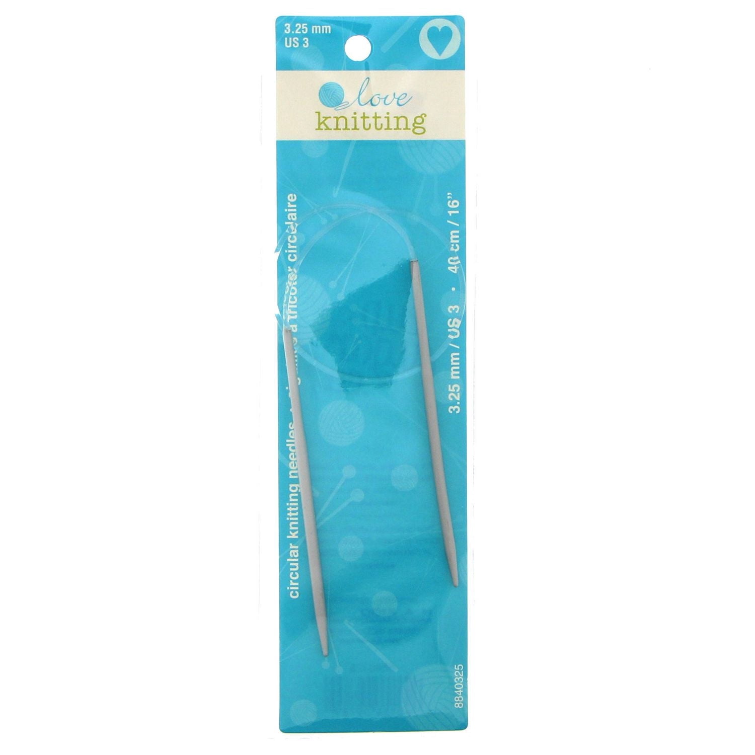 LOVE KNITTING Circular Needles, Aluminum, 40 cm (16 in), 3.3 mm (0.13 in) (US 3)
