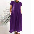 thumbnail image 1 of Robe Midi Décontractée à Manches Courtes et Manches Courtes pour Femmes, 1 of 5