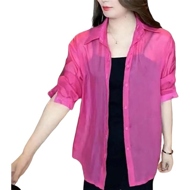 Summer Sunscreen Chiffon Shirt, Sun Protection Chiffon Blouse Lightweight, Summer Sunscreen Chiffon Blouse