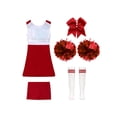 thumbnail image 4 of iiniim Tenues de Cheerleader pour Filles Enfants Uniformes de Cheerleading pour Filles du Secondaire Robe de Danse à Paillettes avec Pompons A Rouge 10, 4 of 5