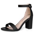 thumbnail image 1 of BLISSFUL STEP Women's Chunky Heel Open Toe Ankle Strap Sandals, 1 of 7