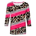 thumbnail image 5 of CEHVOM T-shirt Ample à Imprimé Léopard pour Femme, Manches 3/4, Col Rond, Haut Décontracté, Liquidation, 5 of 5