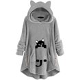 thumbnail image 2 of Pompotops Longue Robe à Capuche Femme Motif Mignon Hiver Oreilles de Chat Polaire Duveteuse Robe Couverture à Capuche Hauts en Peluche pour Adolescentes, 2 of 8