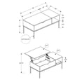 thumbnail image 3 of Monarch Specialties  Table Basse, 42" L, Rectangulaire, Cocktail, Toit Relevable, Gris, Métal Noir, Contemporain, Moderne, 3 of 9