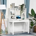 thumbnail image 2 of HOMCOM Computer Desk with Storage, Study Table with Bookshelves, White, 2 of 8