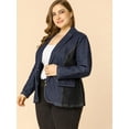 thumbnail image 4 of GRACE & GRANDEUR Women's Plus Size Long Sleeve Denim Bomber Jackets with Pockets, 4 of 6