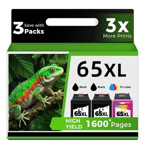65XL Ink Cartridges Black/Color Combo Pack Replacement for HP Ink 65 XL 65XL HP65 HP65XL use for 5000 5055 3755 3700 3772 3722 2600 2622 3752 2652 26