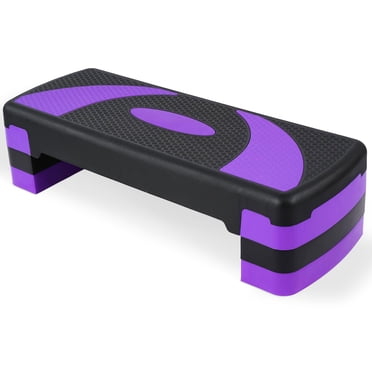 BalanceFrom Aerobic Step Platform Trainer with Adjustable 3-Level Risers, Black & Purple