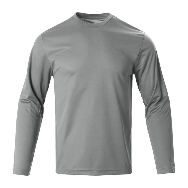 Yuyuzo Long Sleeve Shirts for Men Crewneck Loose Fitted Quick Drying Solid Color Comfy Workout Tops