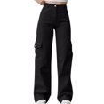 thumbnail image 1 of Chbgutlmr Pantalon Cargo pour Femmes Taille Élastique Jambe Droite Extérieur Ample Décontracté Pantalon de Randonnée Automne, 1 of 6