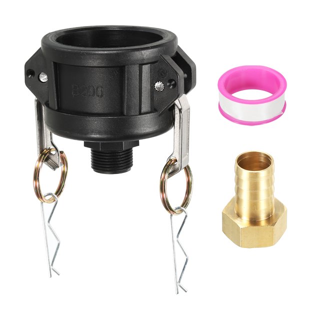 Unique Bargains IBC Tote Adapter 2' Cam Lock to 20mm Brass Barb Fitting, Drain Adapter Fitting