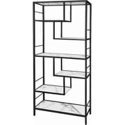 Bookcase Bookshelf  Modern Freestanding Bookshelf with Shelves  Faux Marble Open Display Storage Book Shelves for Living Room Bedroom Home Office (Gold)