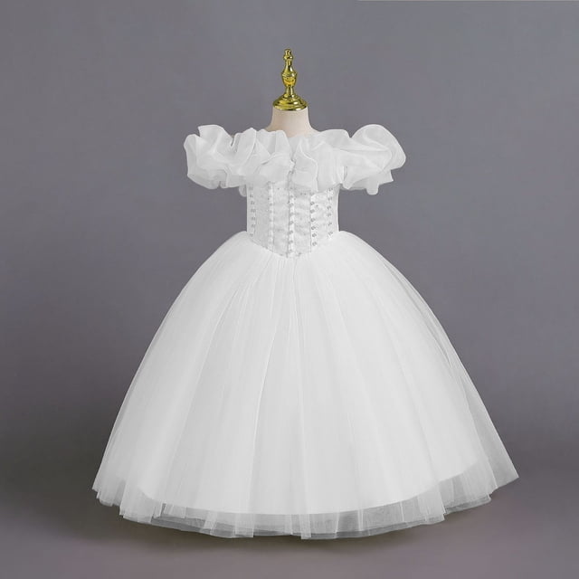 Robes de Cérémonie pour Filles à Épaules Dénudées Robe de Bal pour Filles Robe en Tulle pour Filles Robes pour Filles 9-10 Ans