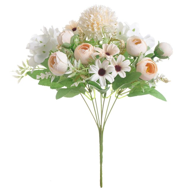 Meitianfacai Artificial Flowers, Artificial Peony Small Silk Flowers Fake Peonies Bouquet Rose Flower Arrangement Table Centerpiece for Dining Party Home Decoration