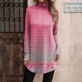 thumbnail image 1 of EIMELI Hauts pour Femmes Col Roulé Boutonné T-Shirts Décontractés pour Femmes Manches Longues Col Roulé Mode Imprimé T-Shirt Chandail Boutonné Cyan L, 1 of 5
