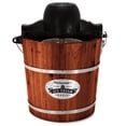 thumbnail image 1 of Elite Gourmet EIM418 Old Fashioned 4 Quart Vintage Walnut Wood Bucket, Electric Ice Cream Maker Machine, Uses Ice and Rock Salt Churns Ice Cream in M, 1 of 8