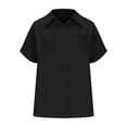 thumbnail image 4 of Styesk Hauts pour Femmes Chemise d'Été Unie à Col à Revers à Manches Courtes Ample à Boutons, 4 of 6