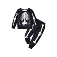 thumbnail image 1 of FOCUSNORM Little Boy Halloween Outfit Skeleton Print Long Sleeve Sweatshirt Elastic Waist Pants 2Pcs Set for Fall Winter, 1 of 9