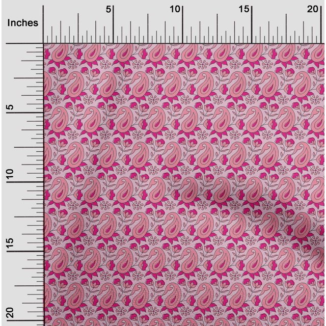 oneOone Georgette Viscose Fabric Leaves|Floral & Paisley Block Printed Craft Fabric BTY 42 Inch Wide