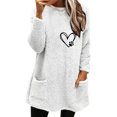 thumbnail image 1 of Qertyioot Hauts Grande Taille pour Femmes, Blouse à Manches Longues Chaude pour Femmes à Col Rond et d'Hiver, Ample, Imprimée, avec Poche, 1 of 3