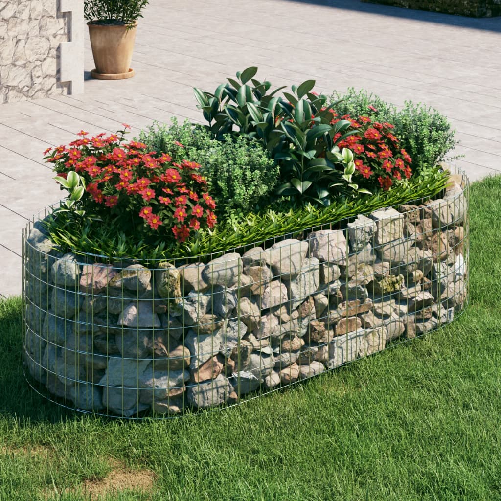 vidaXL Lit Surélevé en Gabion Fer Galvanisé 200x100x50 cm