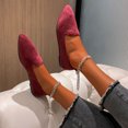 thumbnail image 3 of B91xZ Mocassin Pointu pour Femmes, Talon Bas, Bride Cheville, Chaussures Plates, Vin 5.5, 3 of 5
