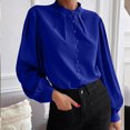 thumbnail image 2 of CEHVOM Mode Femmes Couleur Unie Manches Longues Chemise Confortable Respirante Hauts Liquidation, 2 of 6