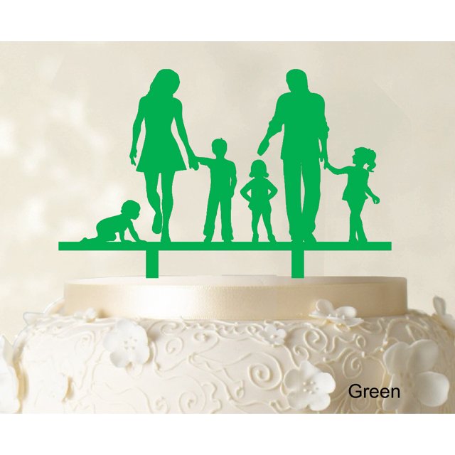 Personalized Family Cake Topper Custom Silhouette Wedding Cake Topper Cake Decorations Option Available 6-7 Inches Wide