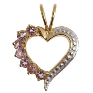 Pendentif vermeil en argent sterling de tourmaline en forme de cœur plaqué or