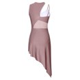 thumbnail image 3 of Aislor Robe de Danse Latine Salsa de Salle pour Femmes, Robe à Ourlet Asymétrique en Patchwork de Maille Transparente, Tenue de Danse, Brun, P, 3 of 7