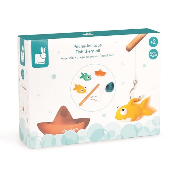 Janod - Ensemble de Jeu de Pêche - Jouets pour le Bain - Découverte et Développement Précoce - pour Garçons et Filles - à Partir de 24 Mois + - Multilingue - J04715