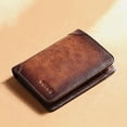 thumbnail image 1 of Portefeuille pour Hommes en Cuir Véritable RFID Antivol Multifonction Rétro Grande Capacité Pliable Porte-Cartes - Brun, 1 of 6