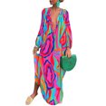 thumbnail image 1 of Innerwin Dress Button Down Women Maxi Dresses Autumn Long Sleeve Loose Colorful L, 1 of 2