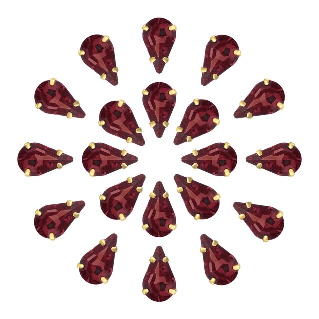 Unique Bargains 20Pack Teardrop Sew on Rhinestone - 8x5mm Glass Teardrop Crystal Rhinestones in Gold Prong Setting (Brown Purple)