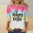 thumbnail image 2 of Dvkptbk Chemises pour Femmes Habillées Décontractées 2024 Joyeuses Pâques Hauts Graphiques Mode Décontractée Col Rond Manches Trois-Quarts T-Shirt Haut, 2 of 3