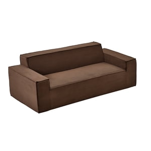 KFFKFF 3-Seater Sofa in a Box, 83-Inch No Assembly Corduroy Couch with Memory Foam, Deep Seats, Brown