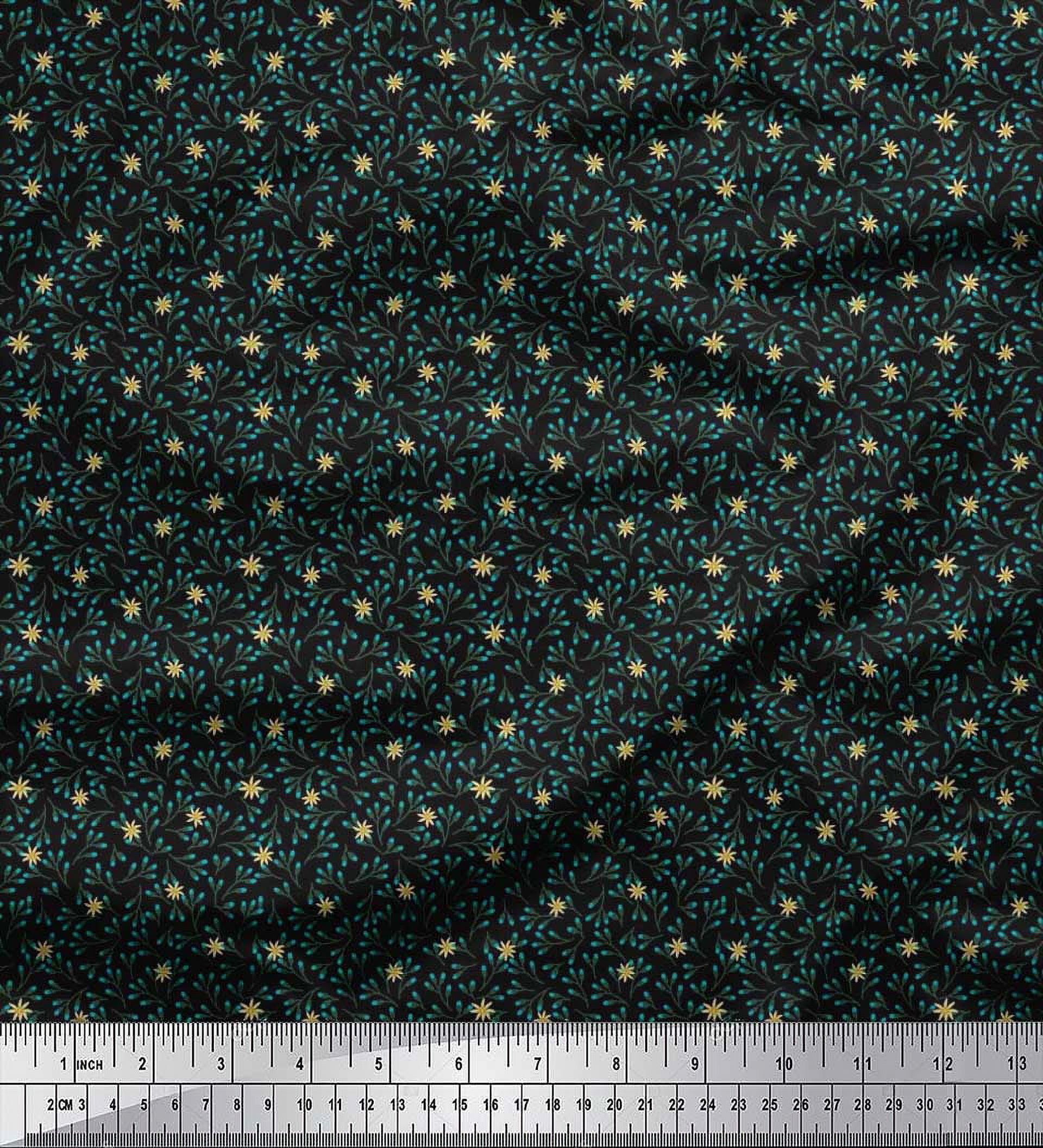 Soimoi Rayon Fabric Flower Artistic Print Fabric by Yard 56 Inch Wide