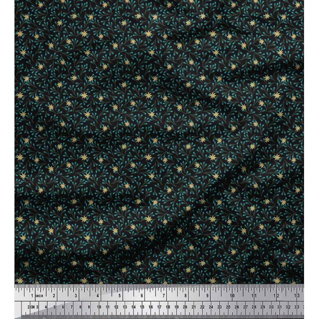 Soimoi Rayon Fabric Flower Artistic Print Fabric by Yard 56 Inch Wide