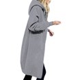 thumbnail image 1 of drppepioner Women'S Solid Color Jacket Plus Fleece Insert Pocket Hooded Zipper Mid Length Sweater, 1 of 8