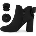 thumbnail image 3 of Unique Bargains Bottines à Talon Épais pour Femme à Bout Rond avec Nœud Décoratif, 3 of 7