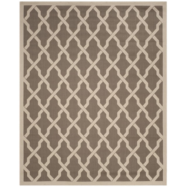 SAFAVIEH Courtyard Tapis d'Aire Alinéaire Géométrique Intérieur/extérieur avec Fond taupe et Motif à Treillis Géométrique Crème Emboîtable, Fabriqué en Polypropylène durable en Tissage sisal pour un Entretien Facile, Convient aux Aires Intérieures et Extérieures.