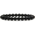 thumbnail image 1 of Bracelet Extensible Unisexe en Perles Rondes de 8 mm en Agate Noire Naturelle de Qualité AA 7 Pouces, 1 of 5