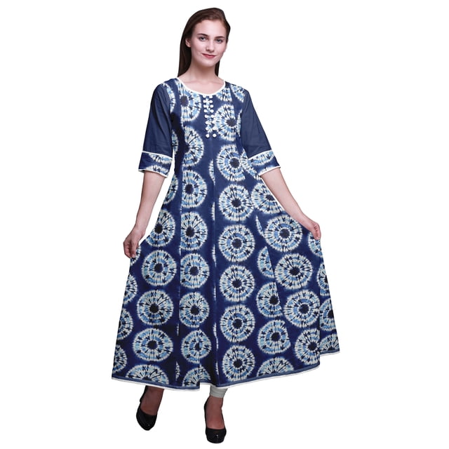 Bimba Robe Anarkali Imprimée pour Femmes, Robe Longue Maxi, Robe Ethnique