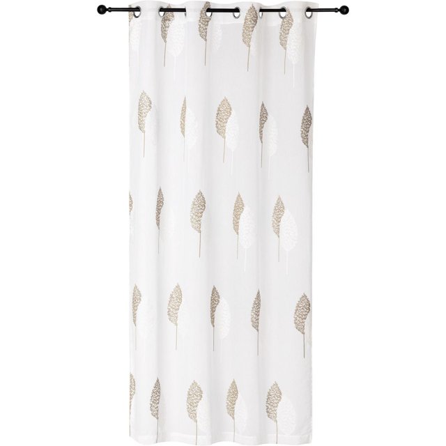 Safdie & Co. Curtain Panel Embroidered Double Leaf 84L TaupeWhite