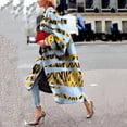 thumbnail image 3 of Babysbule Manteaux pour Femmes Liquidation Mode Femmes Veste Imprimée à Poches Manteau Cardigan Pardessus Long Trench, 3 of 4