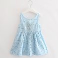 thumbnail image 2 of LEEy-world Robes pour Filles Robe à Bretelles Spaghetti pour Fille Imprimé Floral Sans Manches Été Plage Décontractée Robe d'Été Trapèze Mini Robes, Bleu Clair, 2 of 5