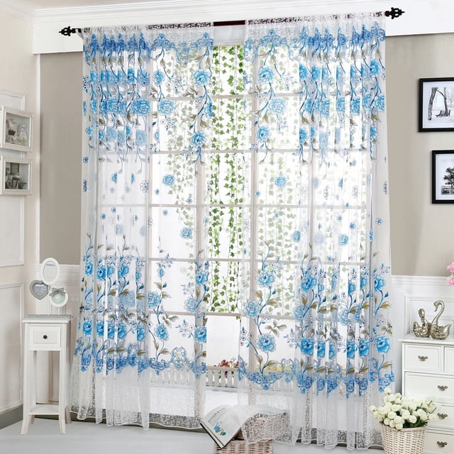 WIFKLSIIPG Peony Sheer Curtain Tulle Window Treatment Voile Drape Valance 1 Panel Fabric