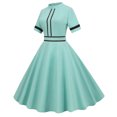 thumbnail image 3 of Robe d'Été pour Femmes 2024 Mode Grande Taille Vente Chaude Modèle Explosion Couleur Vintage Manches Courtes Col Montant Ourlet de Fête Robes Rabais de 50 % Liquidation!, 3 of 6