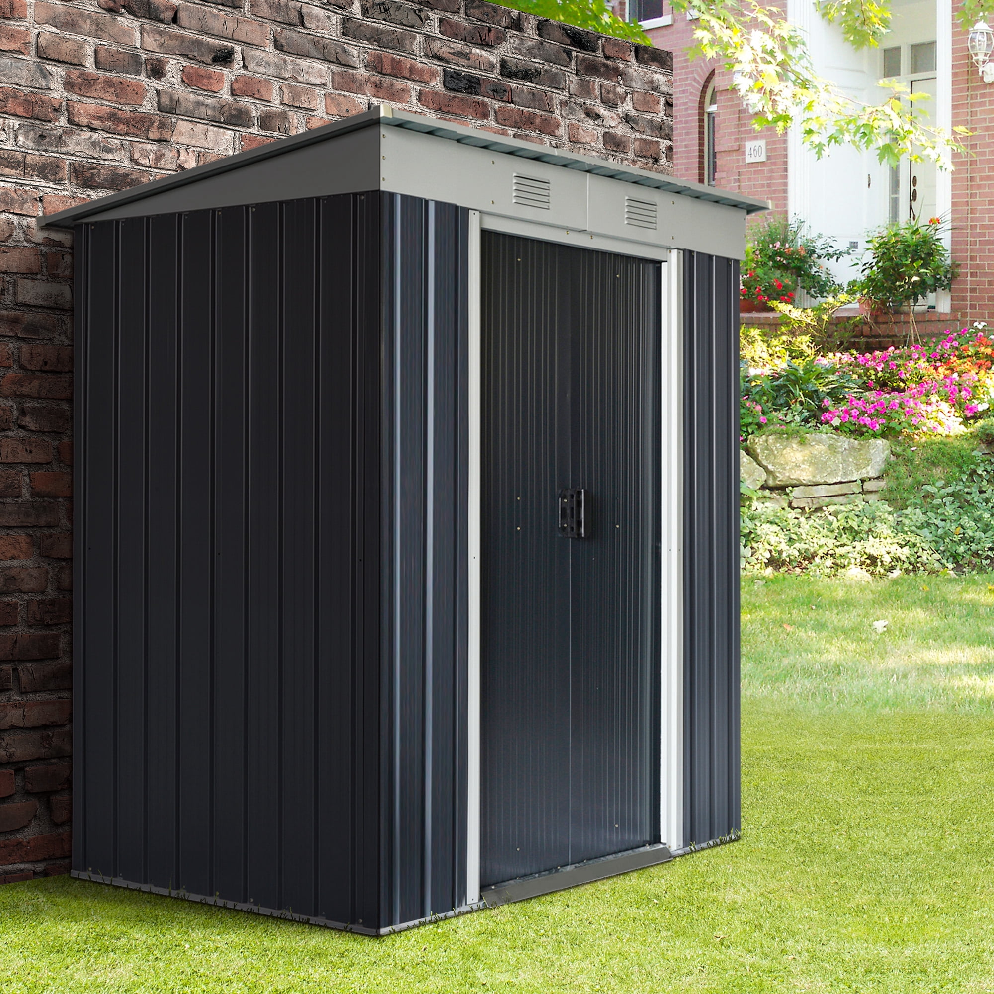 Refurbished Outsunny 6 x 4 Outdoor Storage Shed, Metal Garden Tool ...